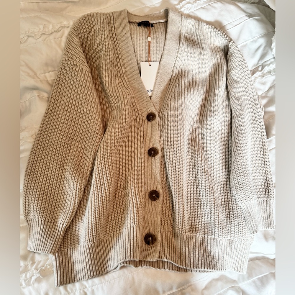 Quince Chunky Knit Cardigan in Oatmeal, XS, NWT